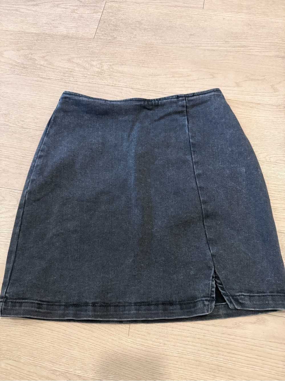 Black Denim Mini Skirt with Side Slit Y2K